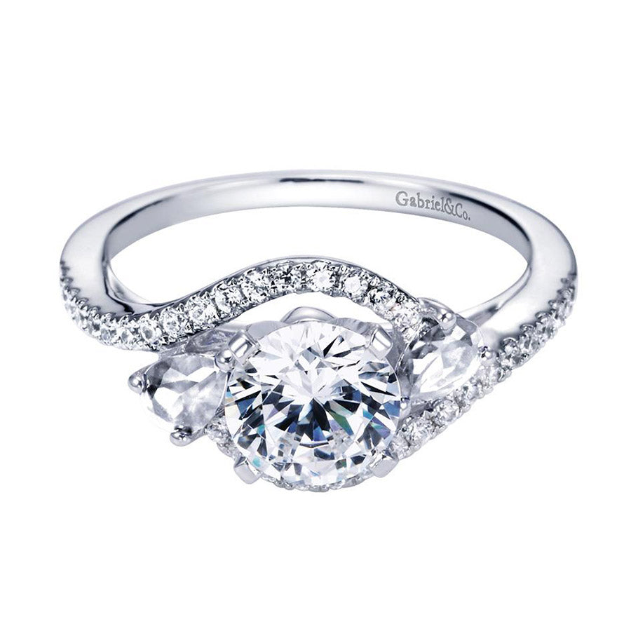Classic Pave Halo Diamond Ring .27 Cttw 14K White Gold 462A